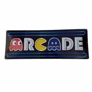 Vintage looking embossed metal ARCADE sign
